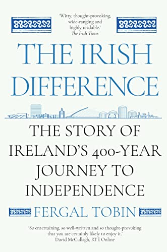Book cover titled The Irish Difference by Fergal Tobin with a blue skyline illustration.