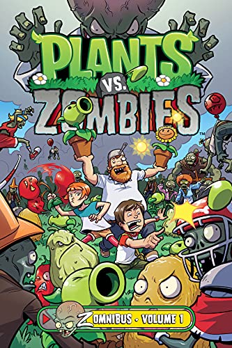 Cover of “Plants vs. Zombies Zomnibus Volume 1” comic with plants and zombies.