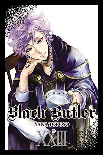Black Butler, Vol. 23 cover: a purple-haired man with a teacup.