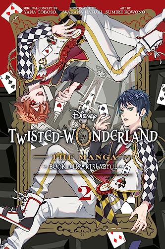 Two anime-style characters in playing card-themed outfits pose inside a decorative gold frame.