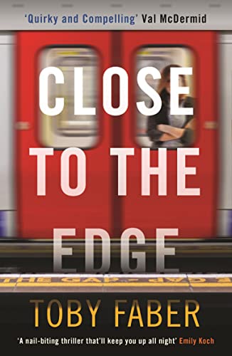 Book cover: red subway doors, blurred motion, woman with a tablet.