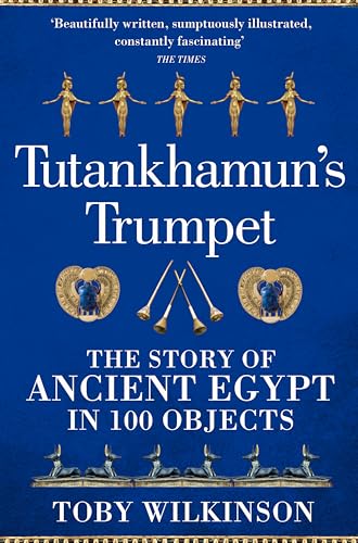 Book cover for “Tutankhamun’s Trumpet” with Egyptian imagery and gold text.