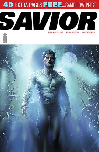 Comic book cover: a man in a suit stands in a dark, misty forest.