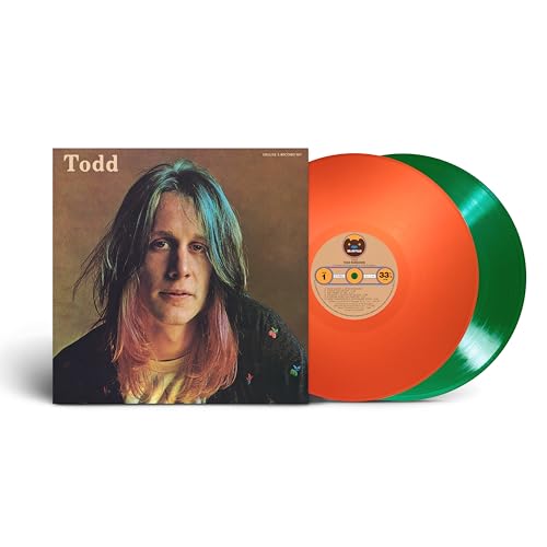 Album cover for Todd Rundgren’s “Todd” with orange and green vinyl records.