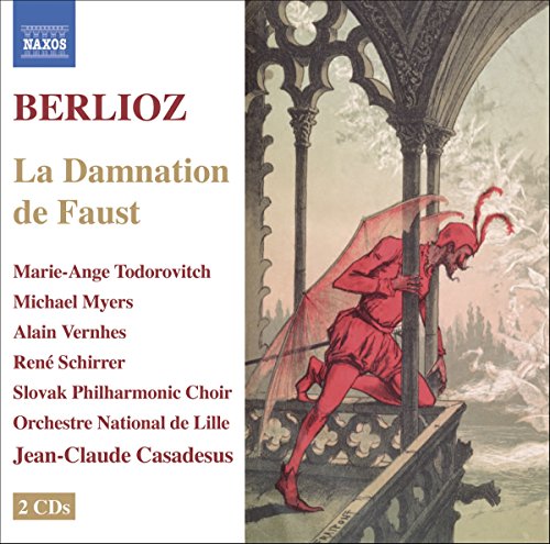 CD cover for Berlioz’s “La Damnation de Faust” with red figure illustration.