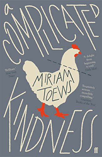 Book cover with a white chicken illustration on a grey background and hand-lettered text.