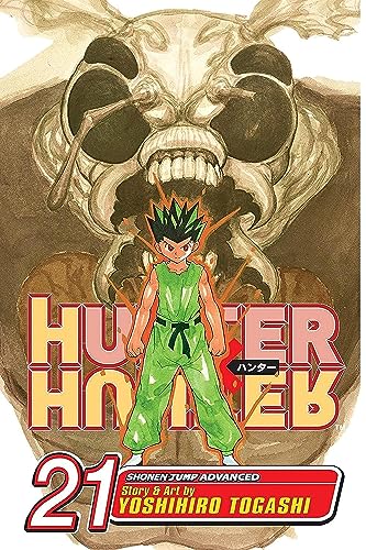 Manga cover featuring Gon Freecss standing before a large, menacing insect-like creature.