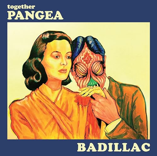 Album cover: woman and masked figure in illustrated, vintage style.