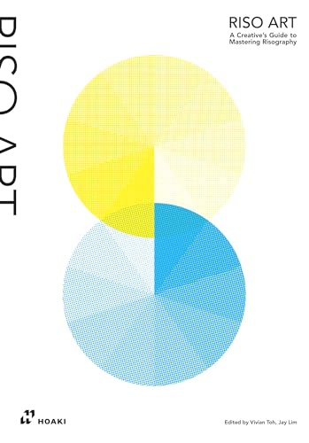 Book cover titled Riso Art featuring overlapping yellow and blue halftone circles on white.