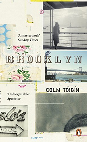 Book cover for "Brooklyn" by Colm Tóibín with collage imagery.
