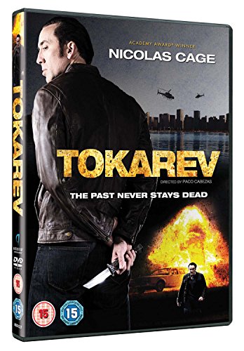 DVD cover for "Tokarev" featuring Nicolas Cage with a knife.