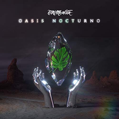 Album cover for Tokimonsta’s “Oasis Nocturno” featuring hands and a leaf.