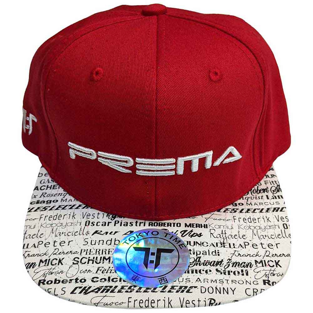 Navy baseball cap with white “Tokyo Time” text and a floral Prema design.