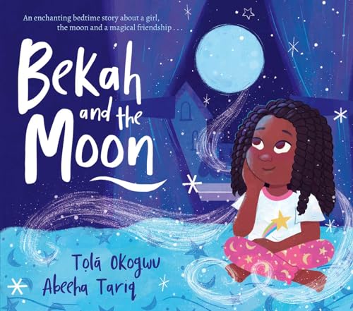 Book cover: girl looking at a large, bright moon in a night sky.