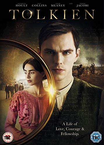 DVD cover for Tolkien featuring Nicholas Hoult and Lily Collins against a historical backdrop.