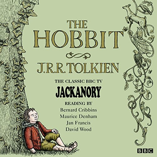 “The Hobbit” Jackanory cover with illustration of a boy and foliage.