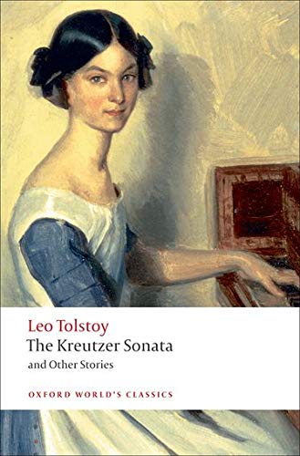 Book cover: painting of a woman playing a piano, text reads "Leo Tolstoy".