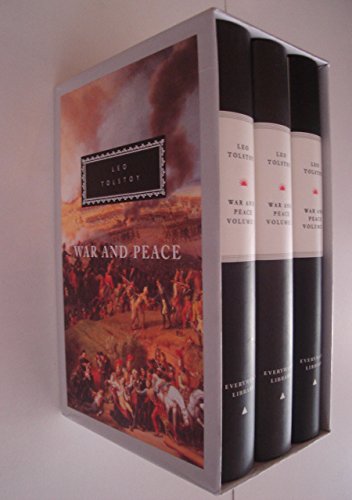 Three volume set of Tolstoy’s “War and Peace” in a slipcase.