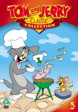 Tom and Jerry DVD cover, Volume 5, featuring Tom as a chef.