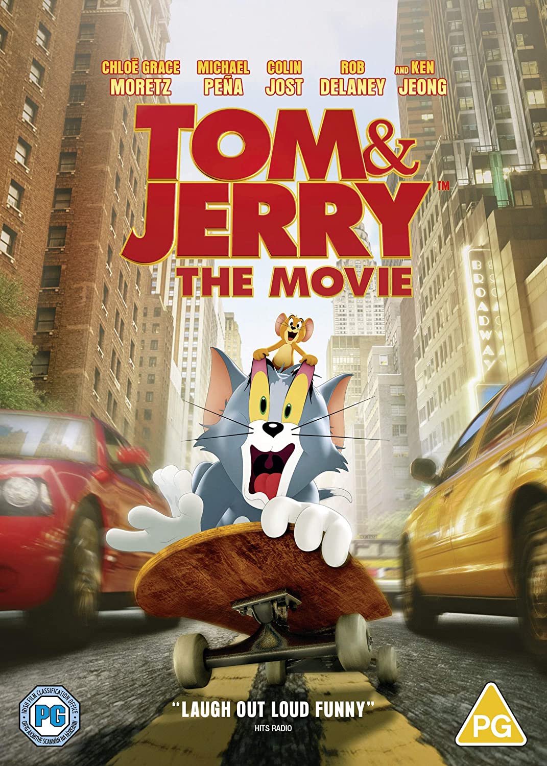 Tom & Jerry on a skateboard, movie DVD cover.