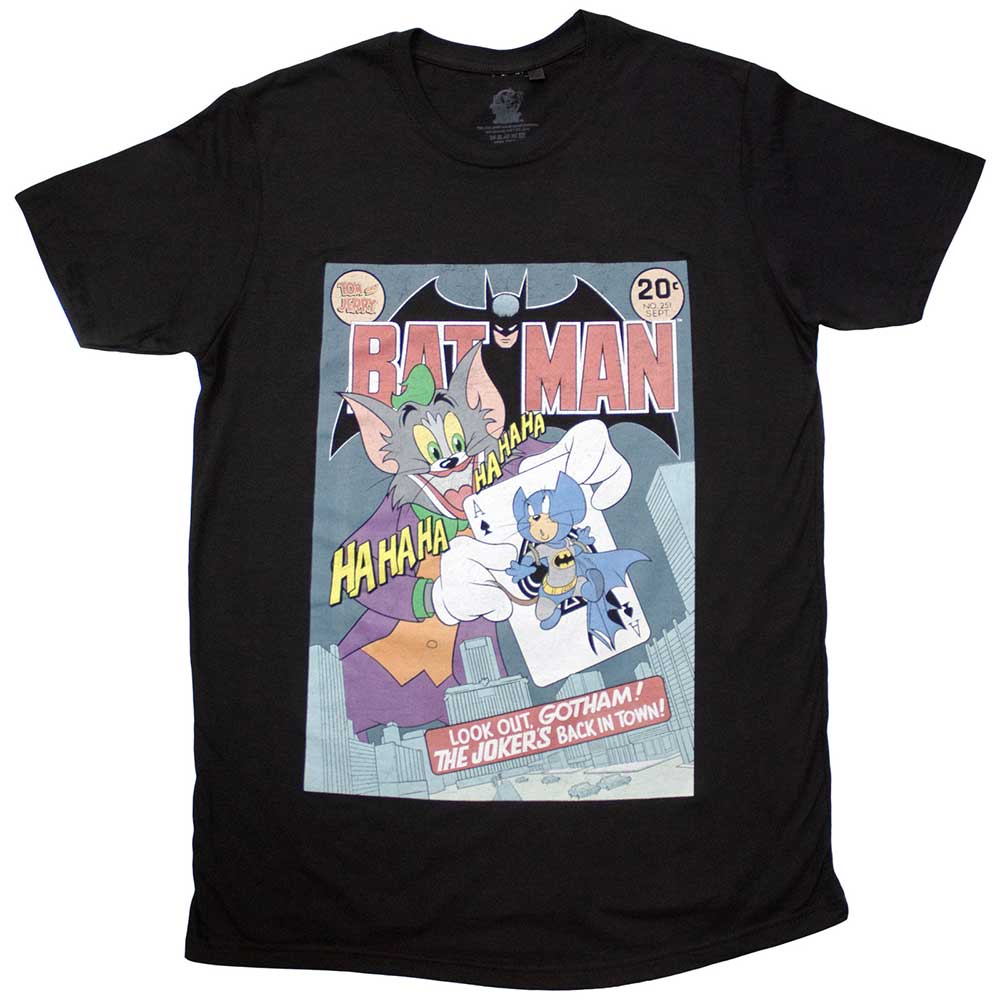 Tom and Jerry in Batman comic panel design, small unisex t-shirt.