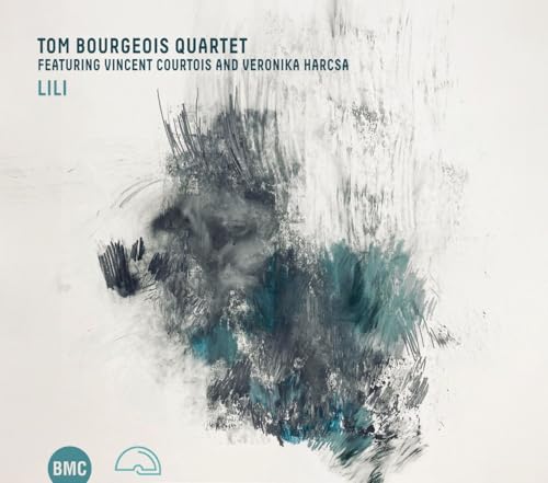CD cover for Tom Bourgeois Quartet’s “Lili” with abstract portrait.