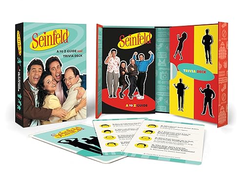 Seinfeld" trivia deck and guide box with cast photo and cards shown.
