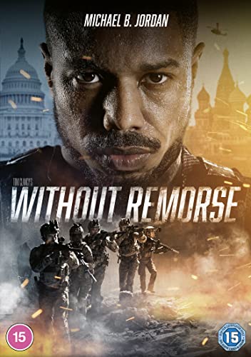 Movie cover for "Without Remorse" featuring Michael B. Jordan and soldiers.