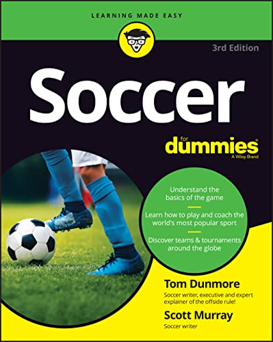 Book cover for “Soccer For Dummies” with a soccer player and ball.