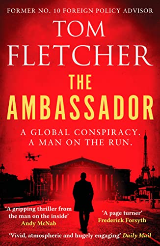 Book cover: red background, silhouetted figure before the Eiffel Tower.