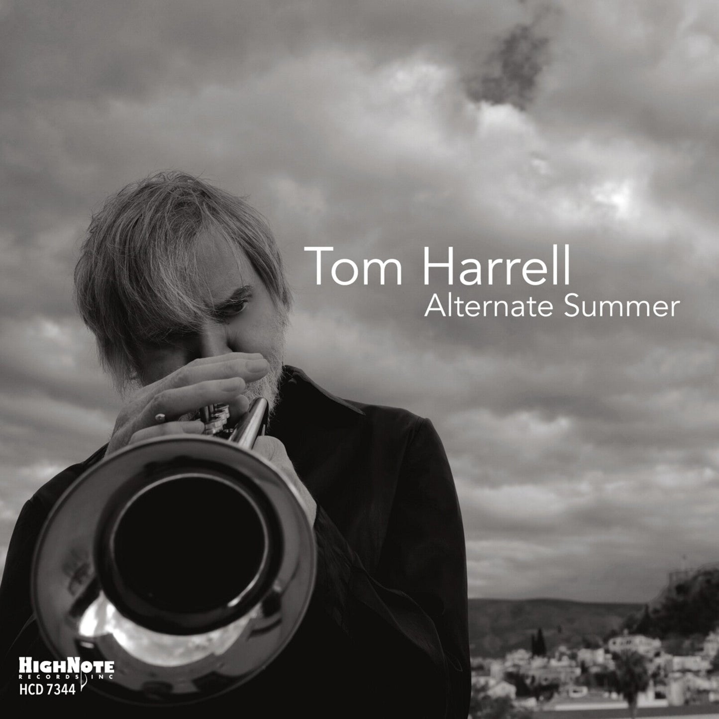 Black and white album cover featuring jazz trumpeter Tom Harrell.