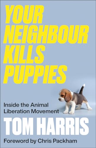 Book cover: yellow title, puppy image, and author Tom Harris.