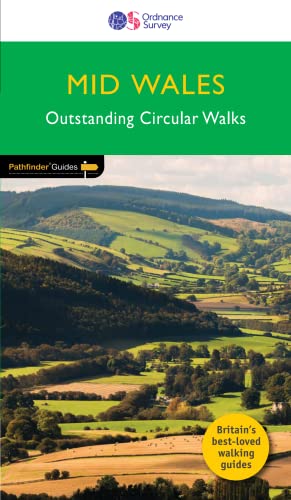 Book cover featuring green hills and the title "Mid Wales Outstanding Circular Walks".