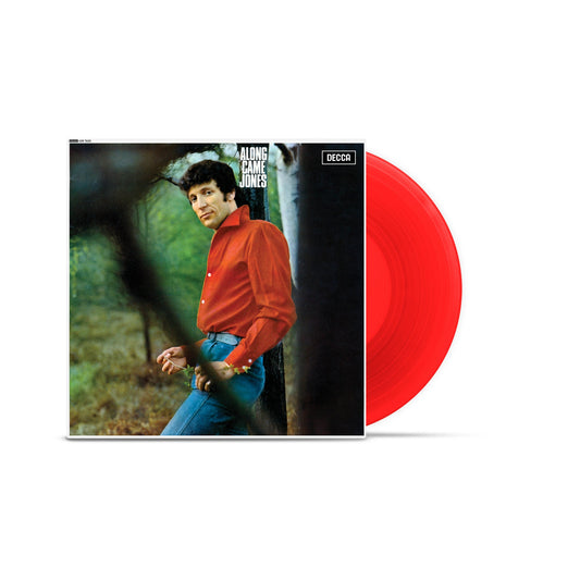 Tom Jones Along Came Jones album cover next to a red vinyl record.