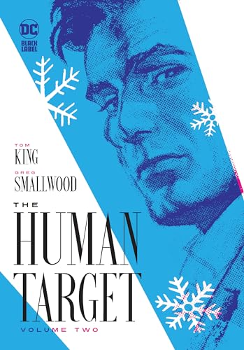 Book cover: close-up portrait of a man with snowflakes, blue background.