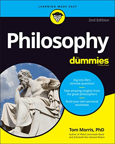 Book cover: "Philosophy for Dummies," 2nd Edition, with a statue of a thinker.