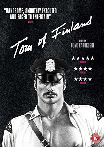 DVD cover for "Tom of Finland" featuring a man in a police hat.