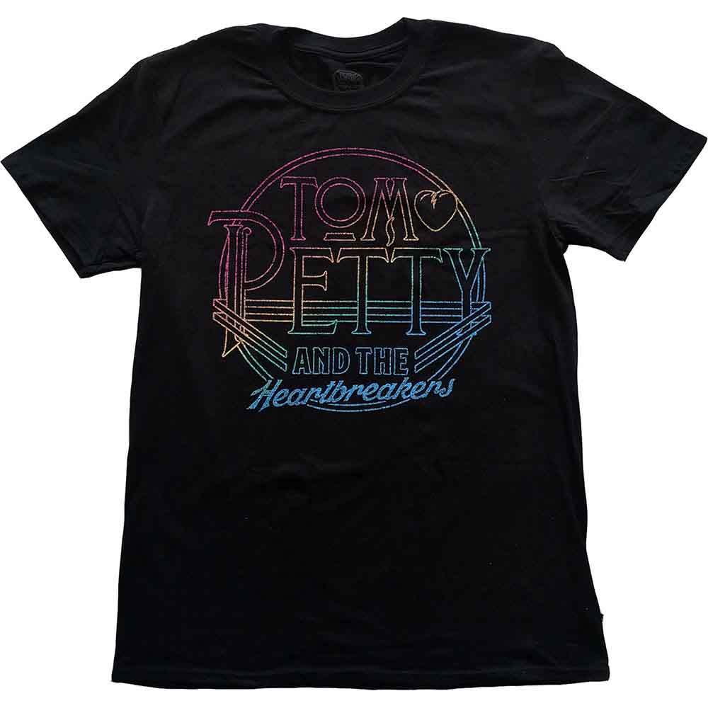 Black Tom Petty & The Heartbreakers t-shirt with colorful logo.