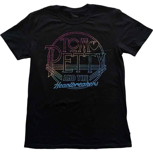 Black Tom Petty & The Heartbreakers t-shirt with colorful logo.