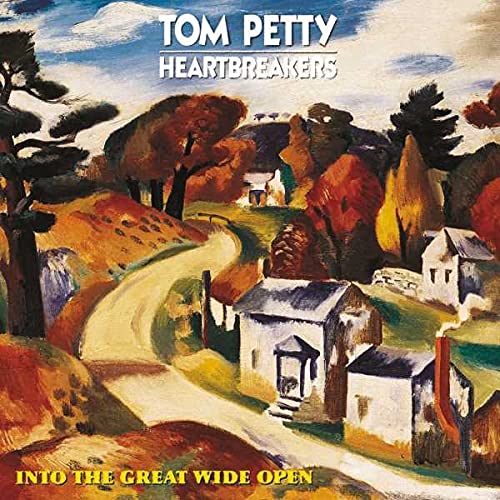 Album cover for Tom Petty’s “Into The Great Wide Open” with a painted landscape.