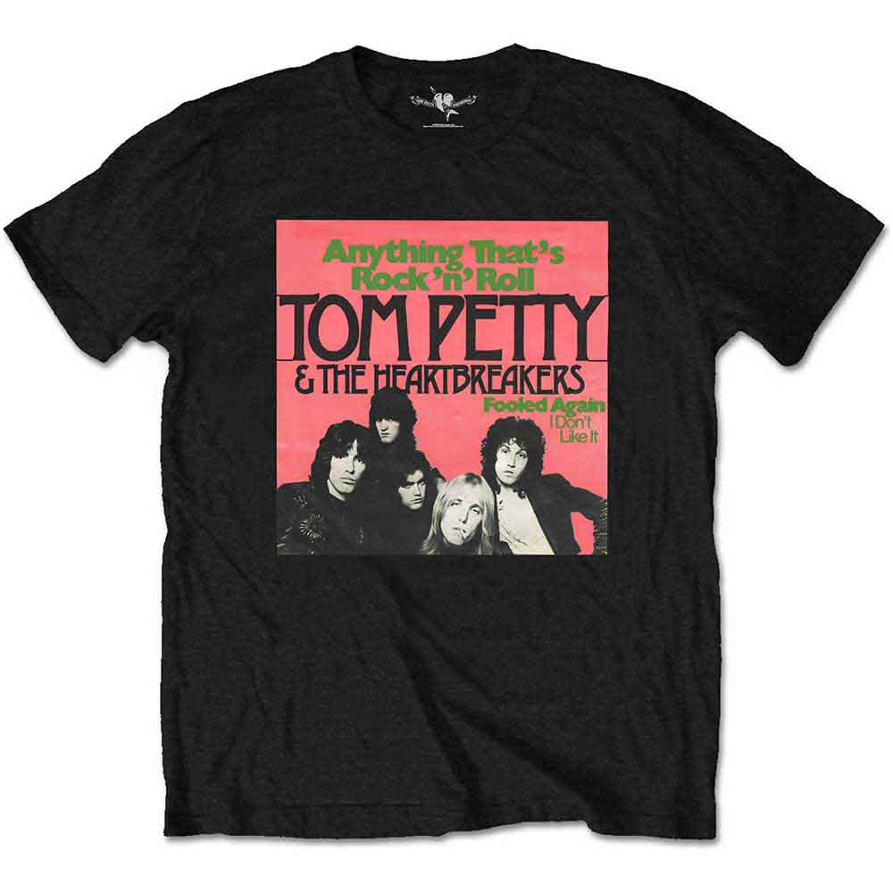 Black t-shirt with "Anything" text, likely referencing Tom Petty & The Heartbreakers.