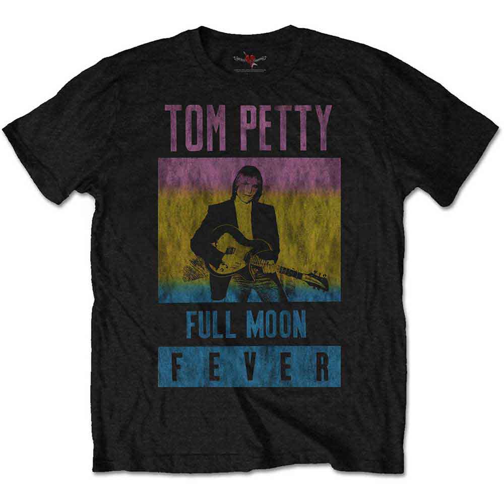 Black t-shirt featuring album art from Tom Petty’s *Full Moon Fever*.