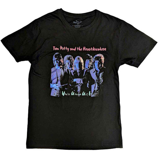 Black t-shirt with "Gonna Get It" text, likely featuring Tom Petty imagery.