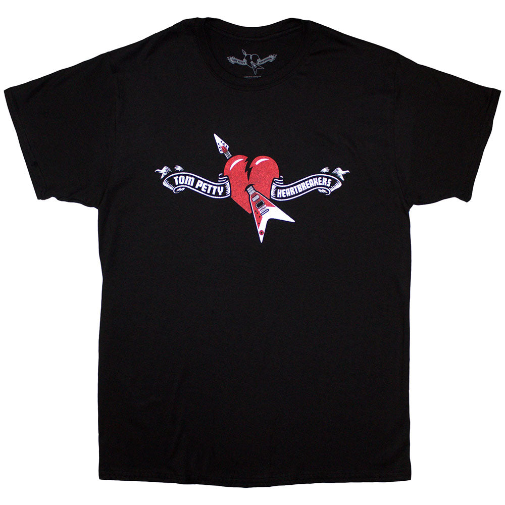 Black t-shirt with Tom Petty & The Heartbreakers heart logo, size large.