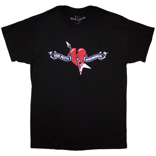 Black t-shirt with Tom Petty & The Heartbreakers heart logo, size large.