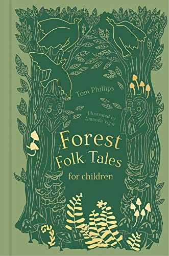 Green book cover with illustrated tree, birds, and forest folk faces.