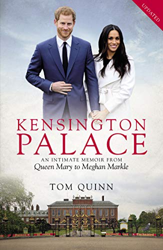 Book cover featuring Prince Harry, Meghan Markle, and Kensington Palace.