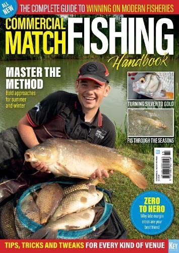 Cover of "Commercial Match Fishing Handbook" showing a fisherman with caught carp.