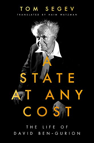 Book cover: black background, portrait of David Ben-Gurion, gold title text.