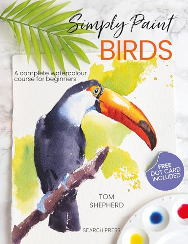 Book cover: watercolour painting tutorial featuring a toucan and foliage.